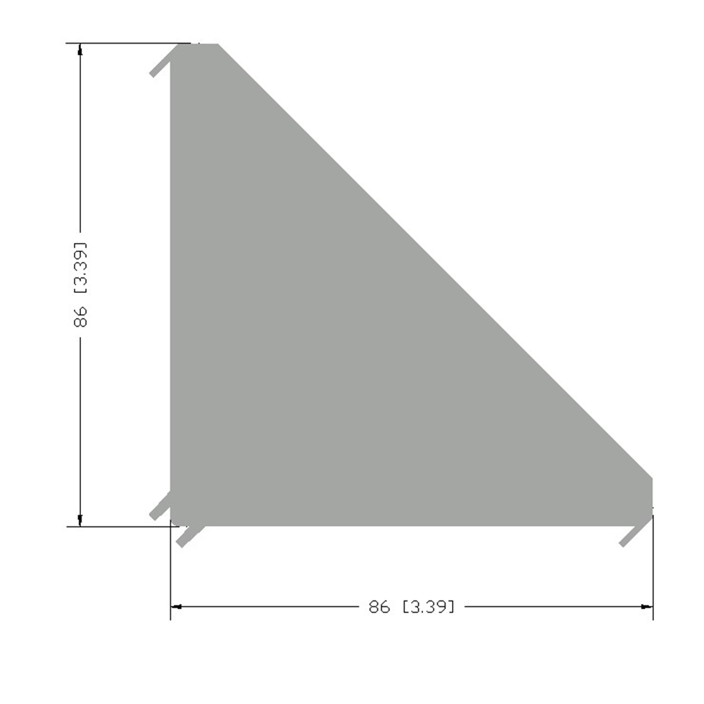 40-120-3 MODULAR SOLUTIONS GUSSET BRACKET<BR>45MM X 90MM REINFORCEMENT ANGLE